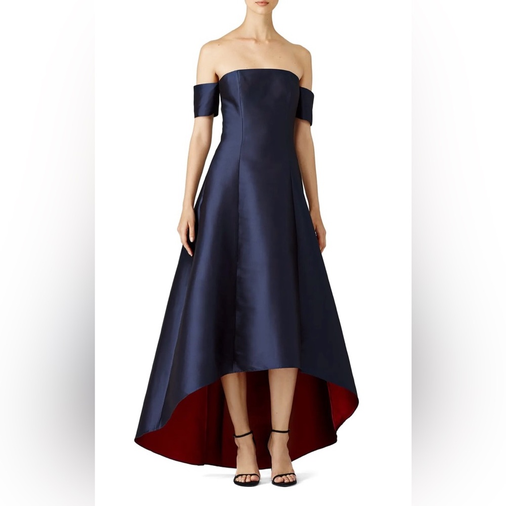 Sachin & Babi High-Low Navy and Red Vanessa Gown